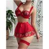 Sexy Fun Gather Underwear Rose Embroidery Suspender Sex Fun Underwear Set Spot