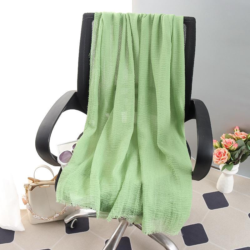 Sciarpa grande da donna in cotone e lino di colore puro: Foulard musulmano primaverile/estivo, telo mare, scialle con protezione solare