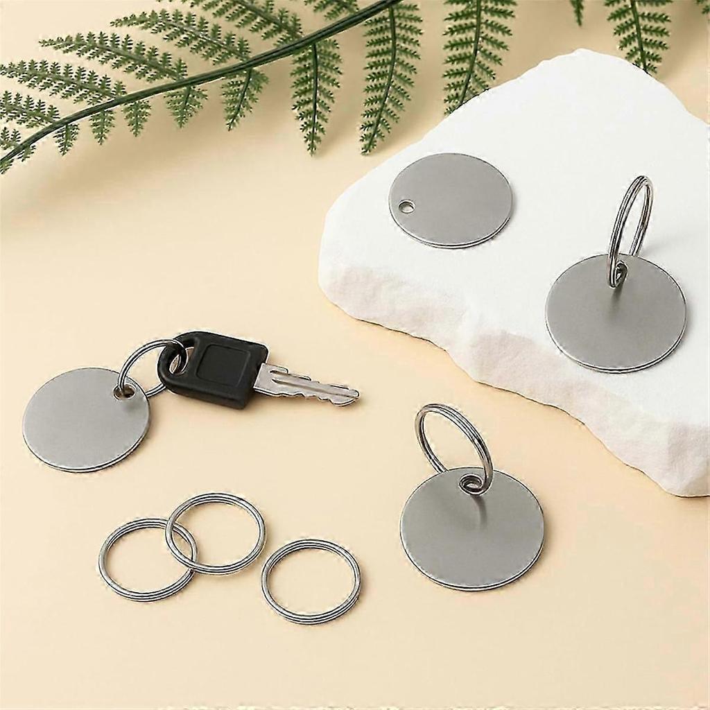 100pcs Metal Blank Dog Tags for Stamping Stainless Steel Key Tags for Engraving,Metal Stamping Blanks with Hole 1.2Inch