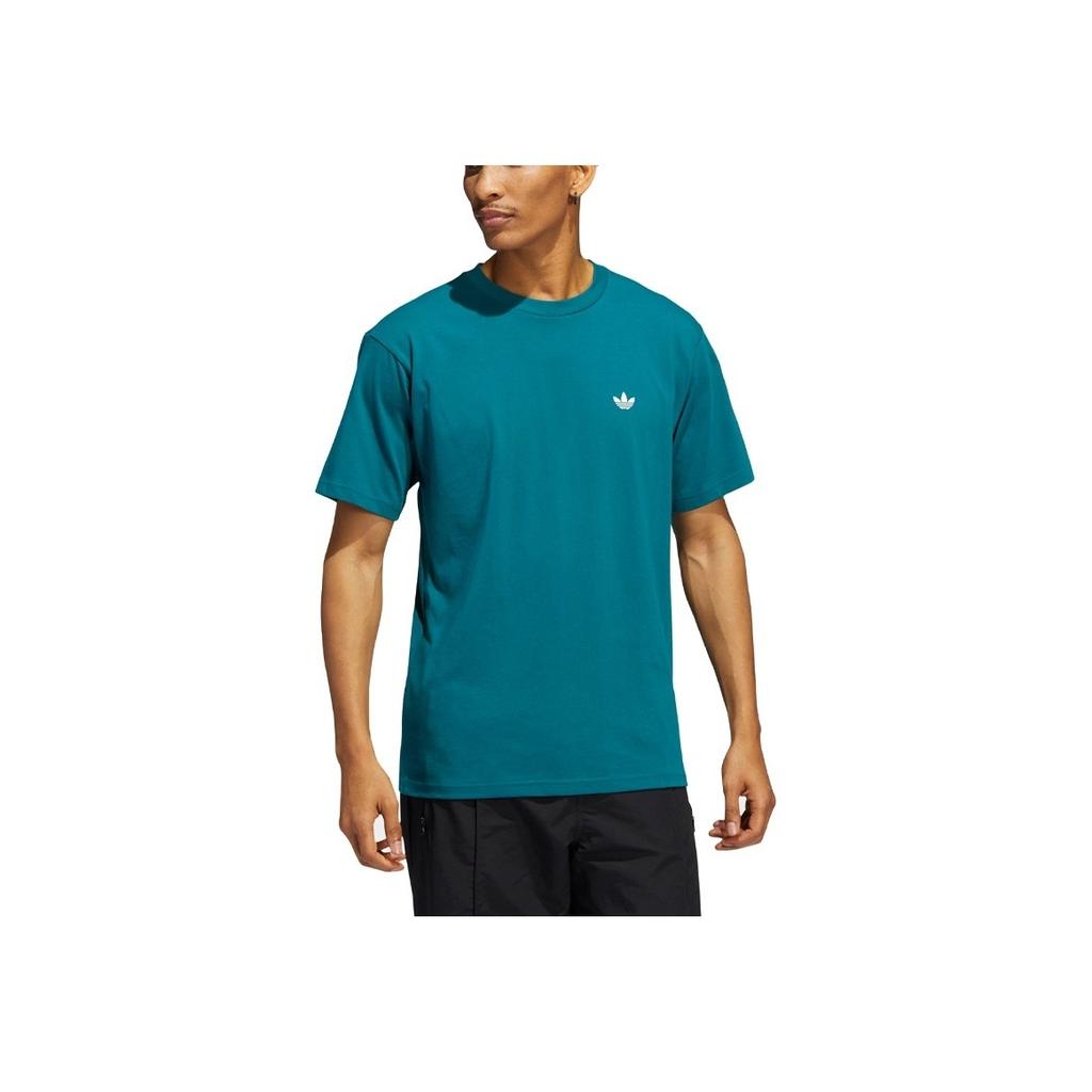 adidas Originals Solid Color Logo Sports T-shirt Unisex Tops Green HE2905