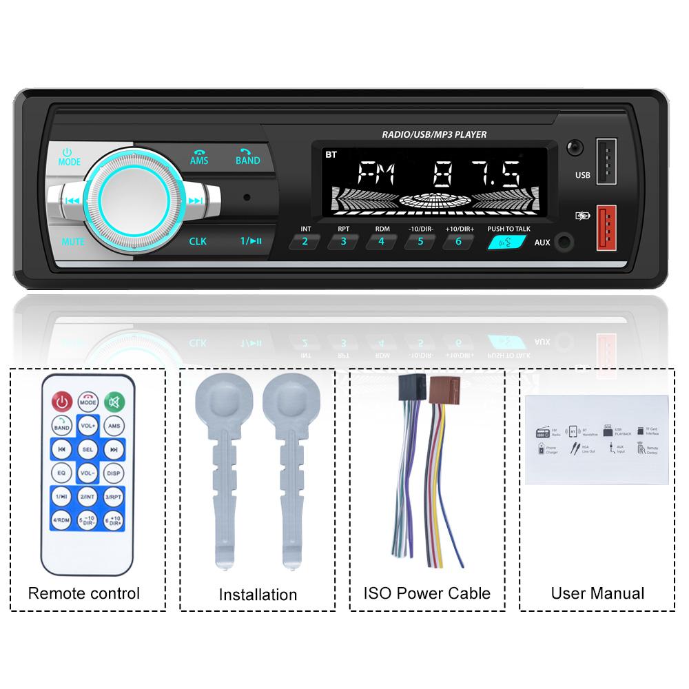 

X-REAKO 1Din Автомобильный MP3-плеер FM-радио со светодиодным входом AUX Функция зарядки USB с беспроводным пультом дистанционного управления на руле