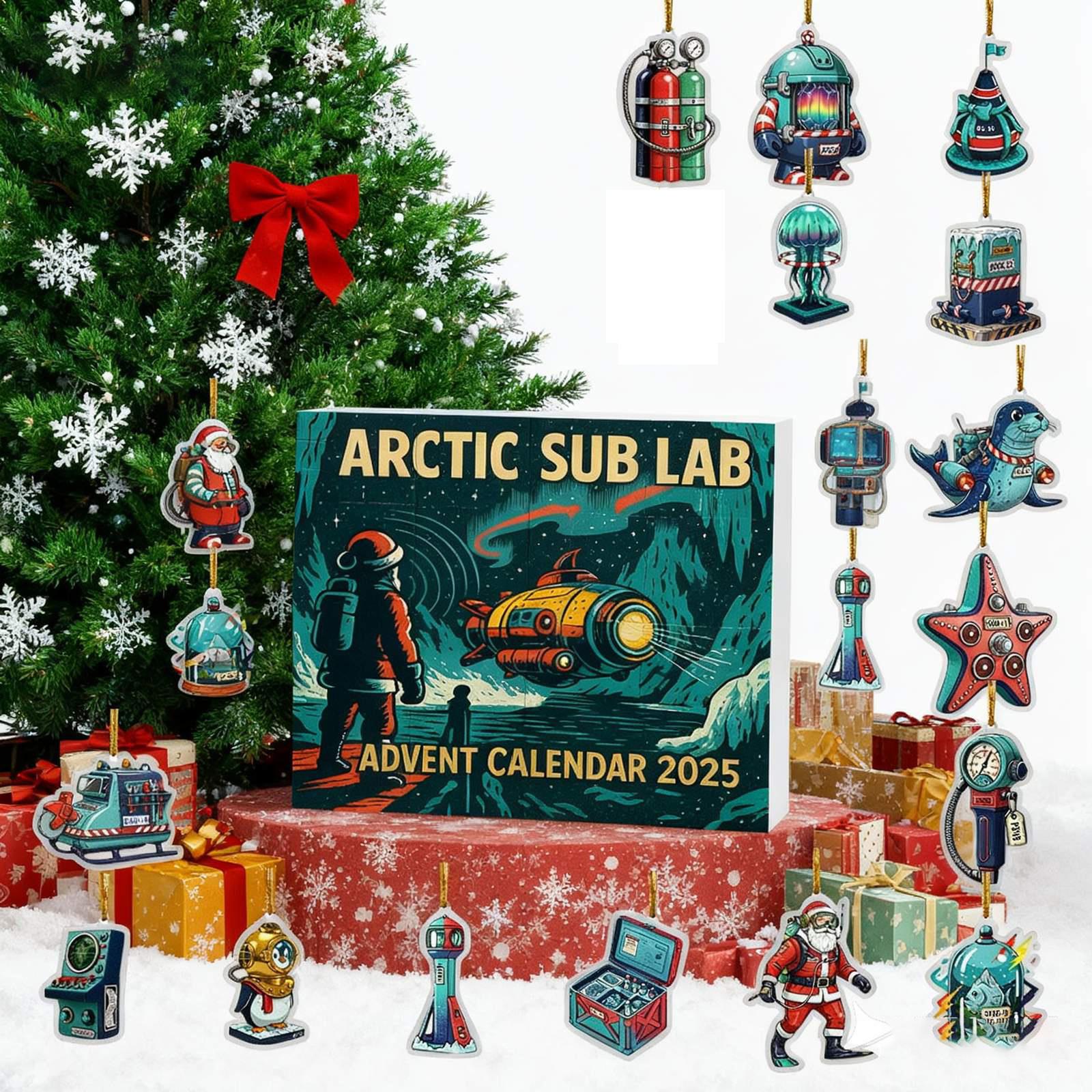 

2D Flat Acrylic Mystery Box 24pcs Pendant With Airplane Box Funny Christmas Countdown Calendar One Size