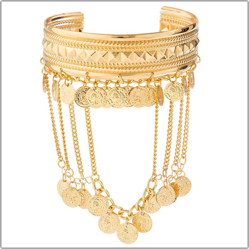 Stylish Ethnic Dance Cuff Armband & Long Dangle Earrings Set
