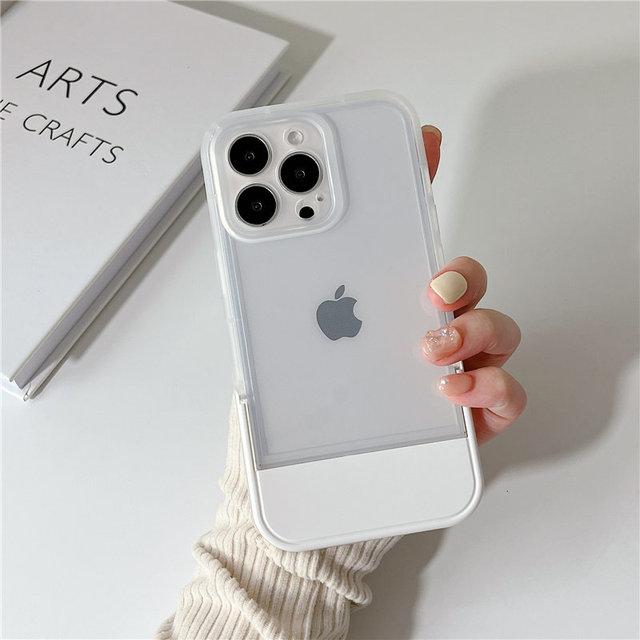 Clear Bumper Stand Holder Phone Case For Iphone 14 13 11 12 Pro Max Xr Xs Max 13pro 14 Plus Shockproof Soft Silicone Back Cover