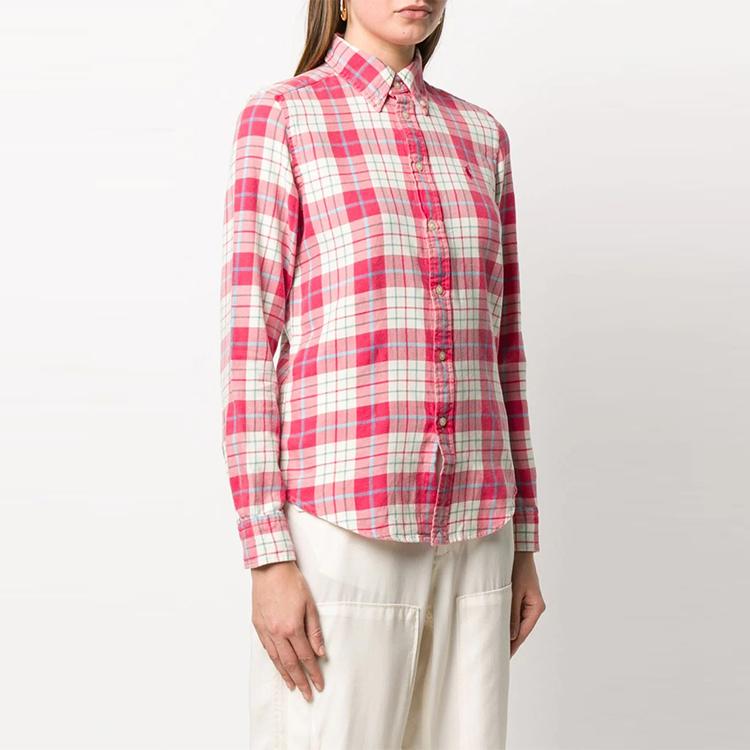 Polo Ralph Lauren Plaid Flannel Shirt Women Tops Red 211801083-002