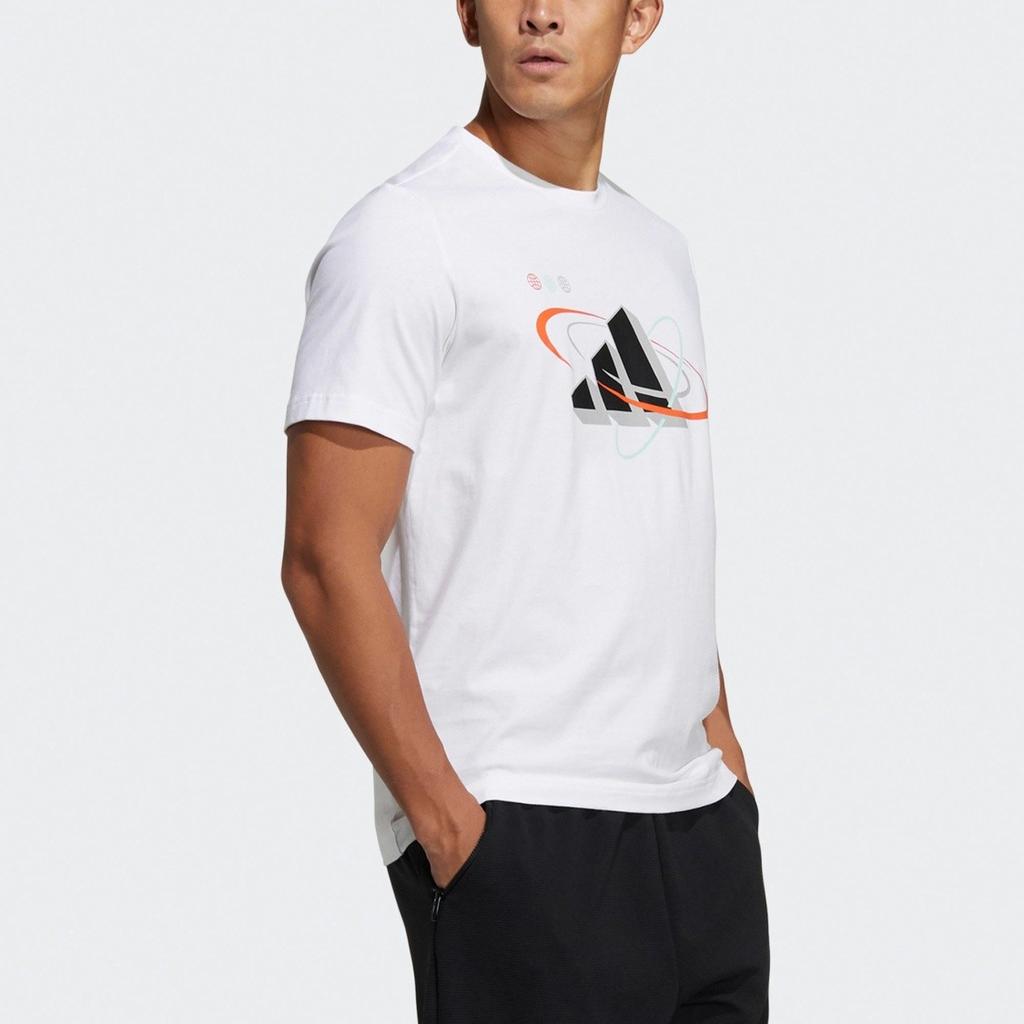 adidas Logo Print Athletic Style Crew Neck Short Sleeve T-Shirt Men’s White