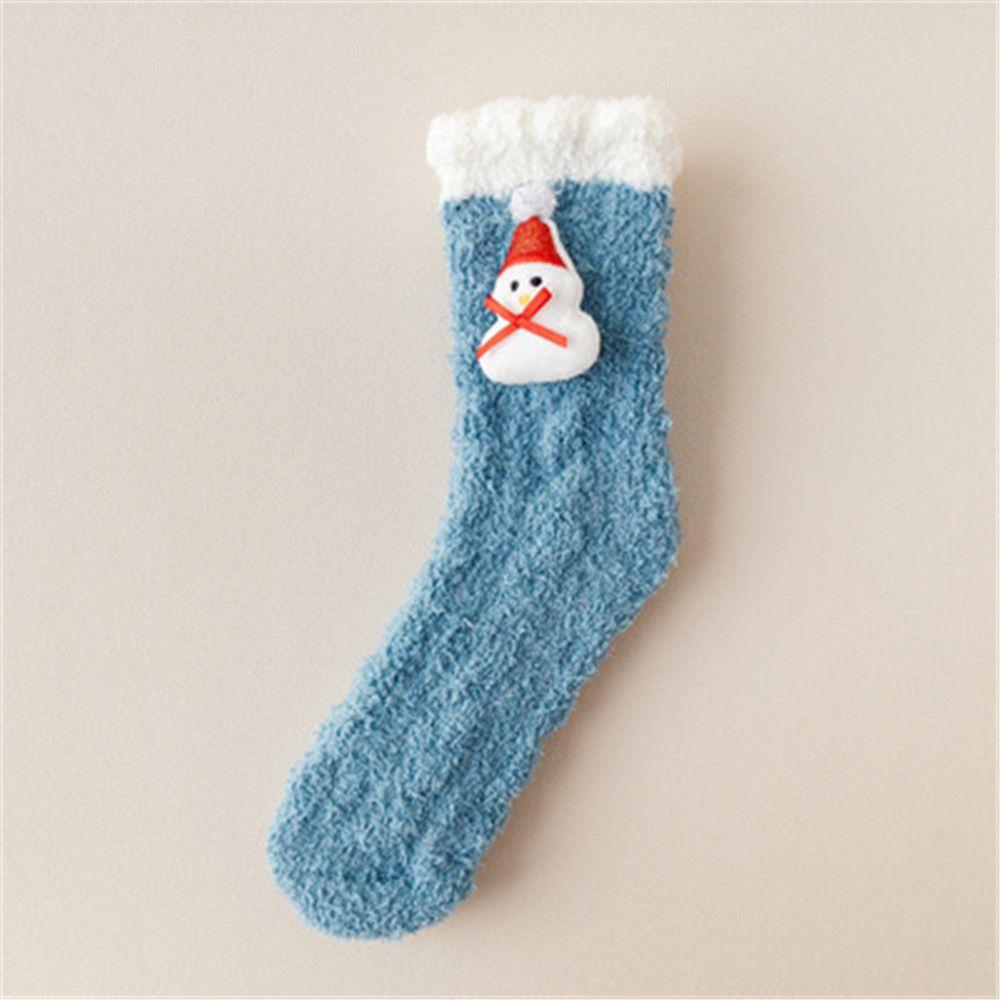 Christmas gift Comfortable Women Santa Claus High socks Cute Coral fleece Stocking Winter Warm