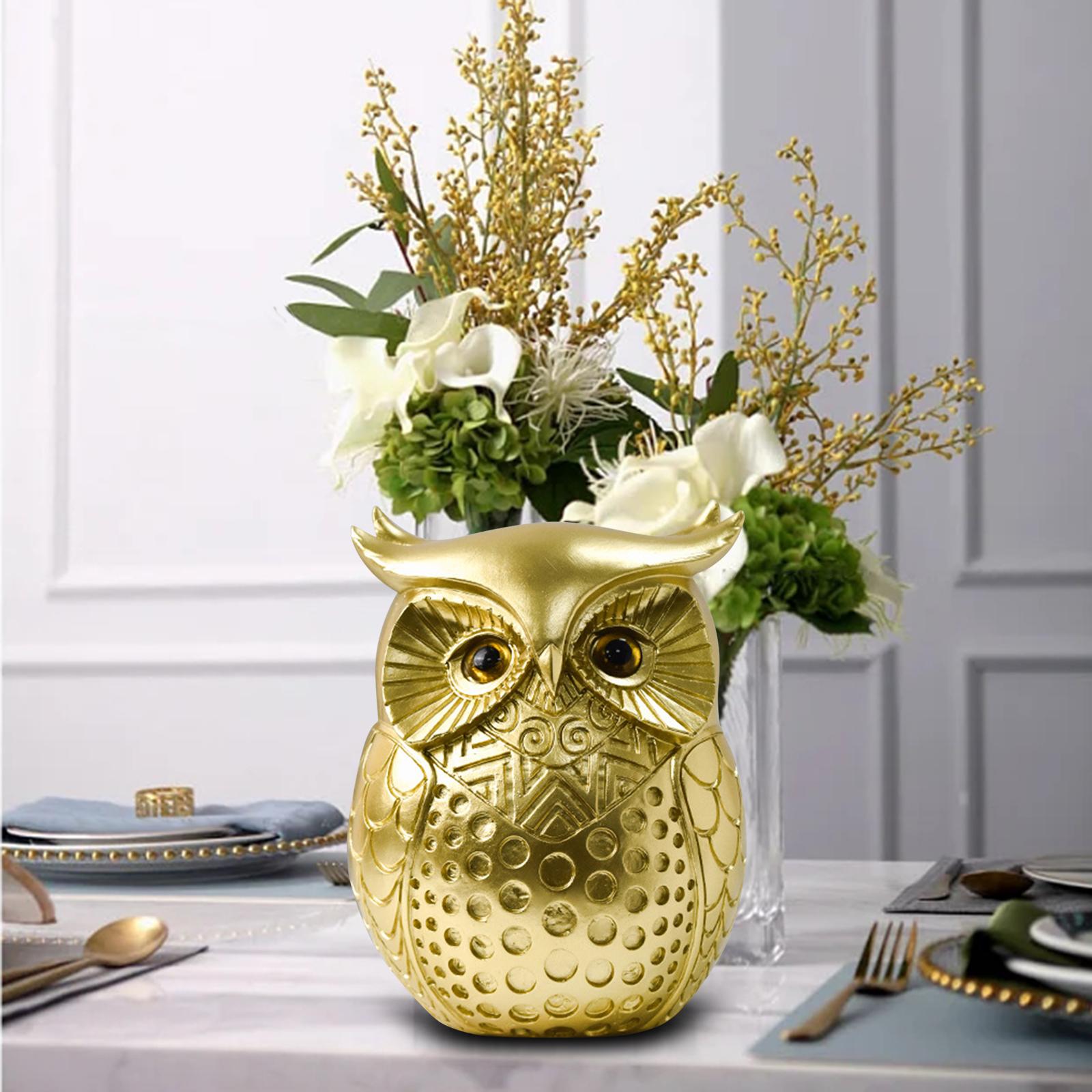 

Owl Statue Home Decor Simple Accent Cute Animal Sculpture Owl Decorations for Home for Tabletop Entrance Shelf Mantel золотой