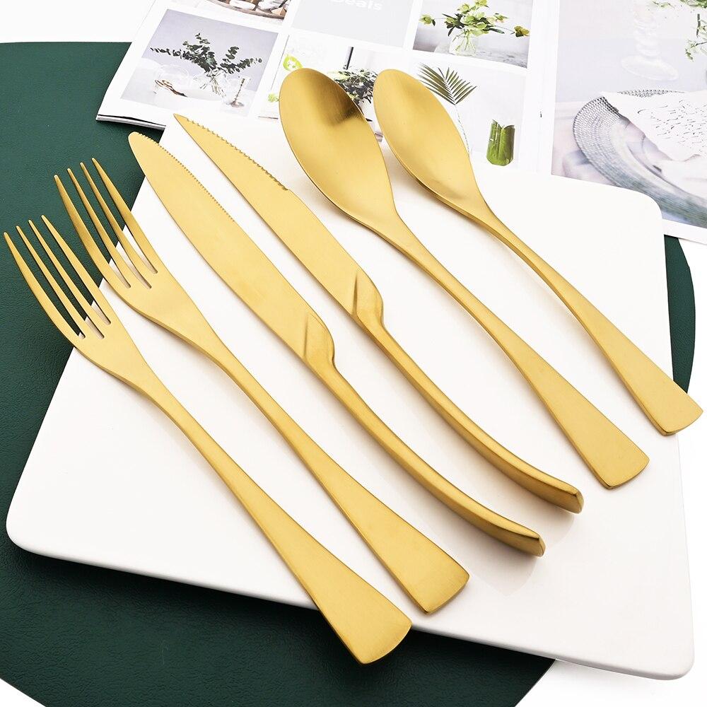 

Черный, 6 шт., столовые приборы, матовая посуда из нержавеющей стали, набор столовых приборов, кухонная десертная вилка, обеденная ложка, нож, набор посуды золотой