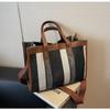 Canvas Bag Women's Large-capacity New Contrasting Color Shoulder Messenger Bag Class Bag Commuter Tote Bag