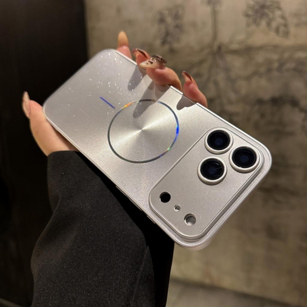 CD Texture Laser Glitter For Magsafe Lens Stand Case For iPhone Air 17 16 15 14 13 12 11 Pro Max Wireless Charge Bracket Cover