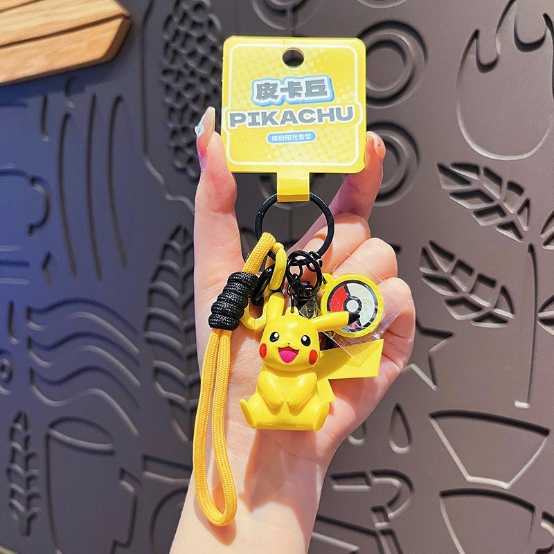 

Genuine Keychain Pikachu Gengar Sylveon Sprigatito Quaxly Fuecoco Anime Action Figure Toy Keyring Fragrance Pendant