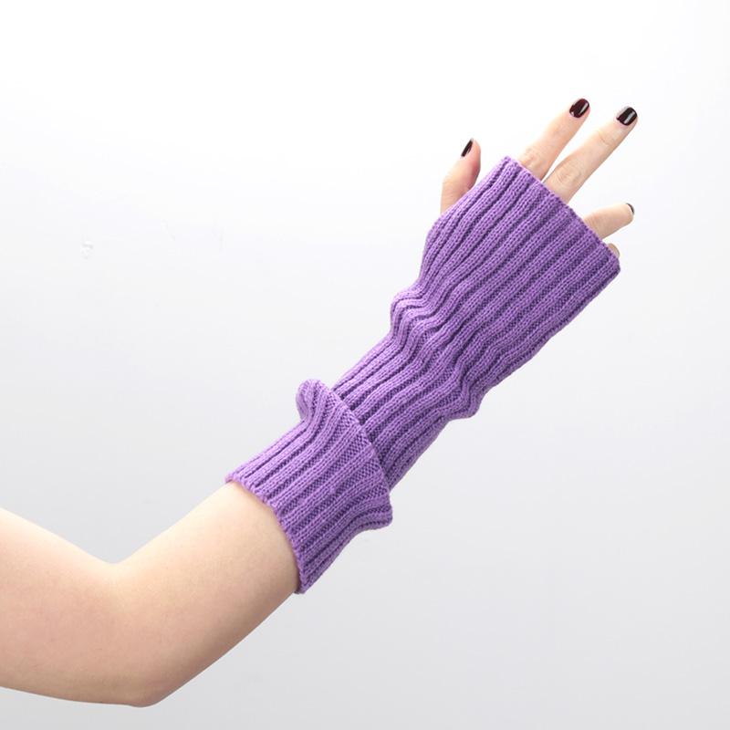 

Female Y2K Fashion Arm Warmers Soft Knitted Gloves Women Girl Half Finger Mittens Solid Color Winter Arm Sleeves one size