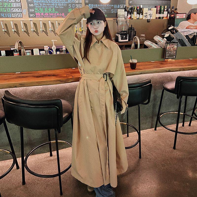Women's Trench Coat, Women's Extra Long Autumn New Style Casual British Style Popular Extra Long Over-the-knee Coat