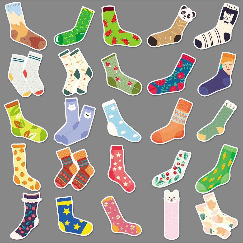50 Socks Graffiti Stickers Personalized Cartoon Winter Small Fresh Decorative Mobile Phone Case Water Cup Refrigerator Stickers