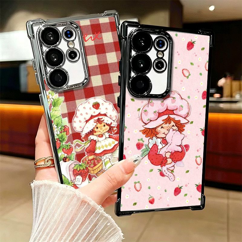 Strawberry Sh-SHortcake Soft Phone Case For Samsung Galaxy S26 Ultra S25 Edge S24 FE S23 Plus S22 S21 + S20 Plating Anti-Fall Fu