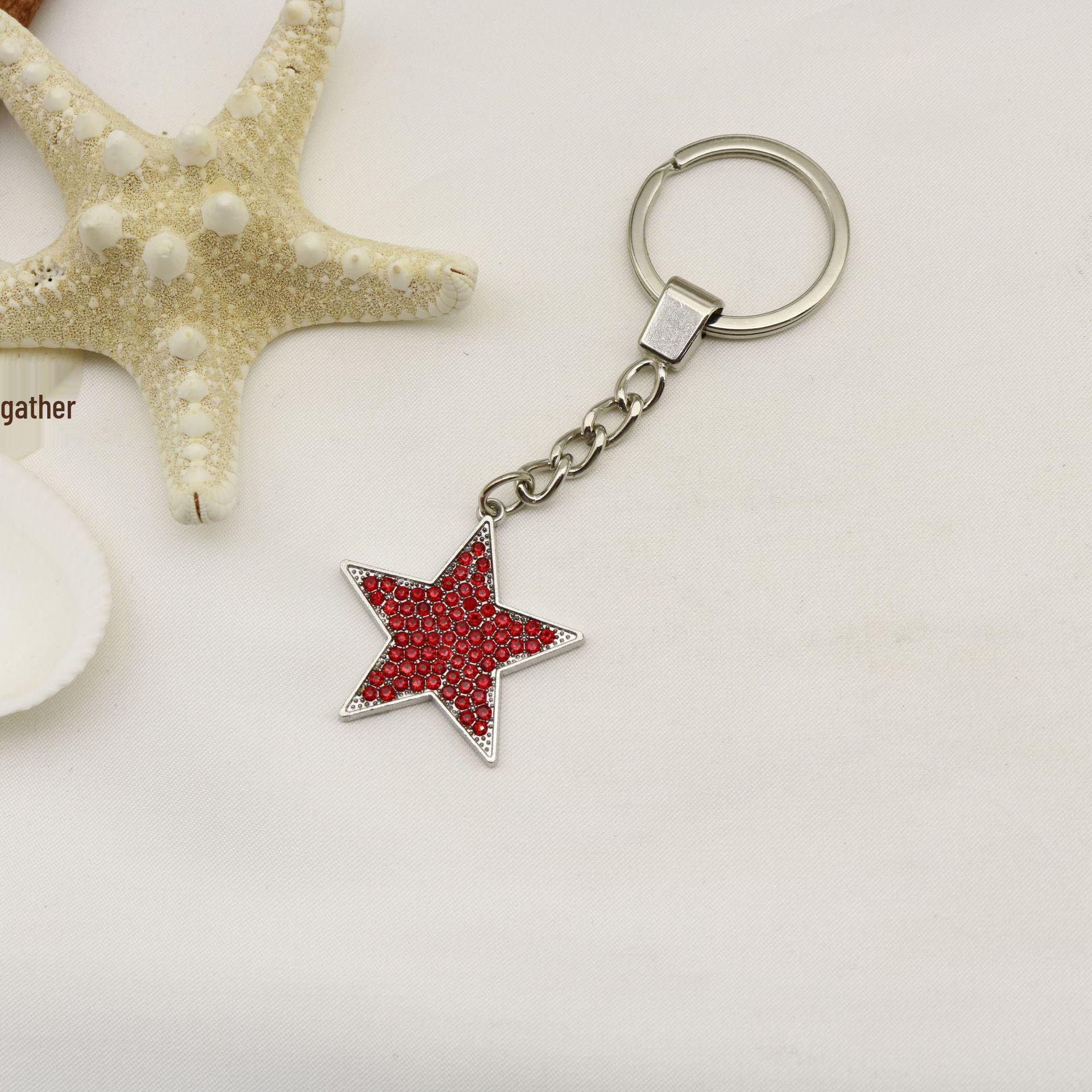 Rhinestone Star Face Bag Pendant Keychain Ornament