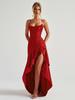 Elegant Satin Ruffle Hem Dress with Spaghetti Straps - European & American Style