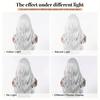Silver White Medium Large Wave Synthetic Long Curly Hair Fashionable Elegant Pure White Imitation Wig Women's Wig