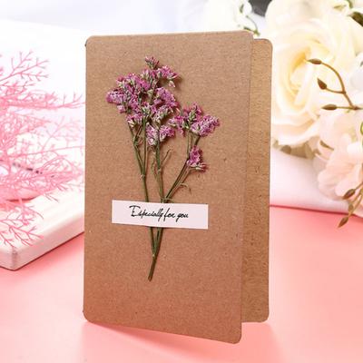 Yousheng 2 szt. Kartka z życzeniami z suszonych kwiatów Ręcznie robiona Retro Kartka prezentowa DIY Zaproszenie Kartka z życzeniami na Ślub Urodziny Baby Shower Ukończenie szkoły