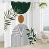 Boho Mid Century Shower Curtain,Sage Green Leaves Abstract Geometric Shower Curta for Bathroom Waterproof Fabric Bathroom Shower Curtain Set with