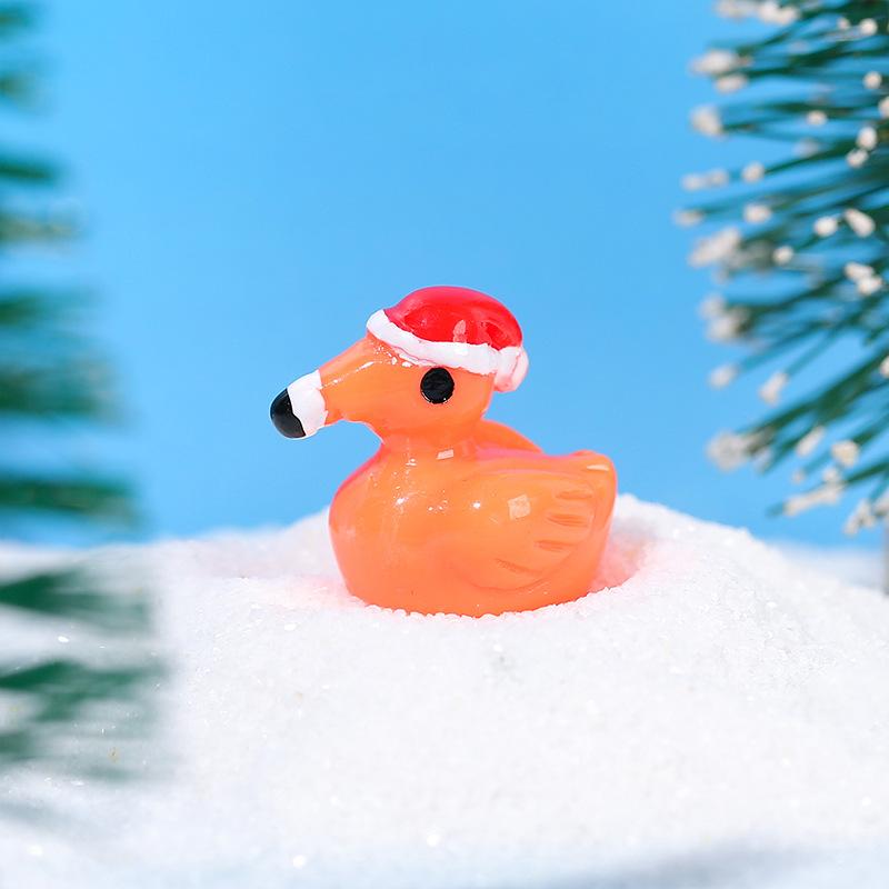10Pcs/bag Cartoon Cute Christmas Flamingo Mini Model Micro Landscape Resin Crafts Desktop Decoration Fun DIY Decor Accessories