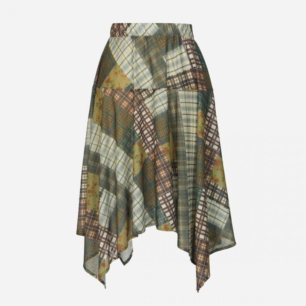 Thursday Island Women Vintage Check Asymmetrical Layered Skirt T262msk901w