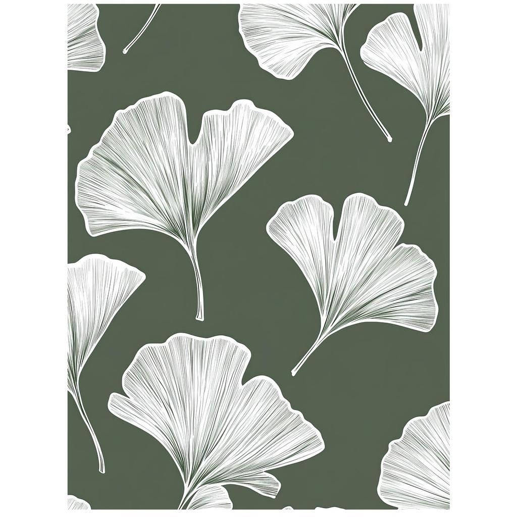 Minimalist Poster of Ginkgo Biloba Leaves Minimalist Poster of Ginkgo Biloba Leaves, 70X100 Cm, Frameless, Premium Canvas On Stretcher