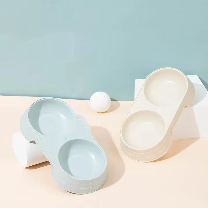 1pc Pet Bowl Round Double Fashionable Simple and Easy To Clean Macaron Color Pet Food Bowl Universal Cat and Dog Pet Supplies