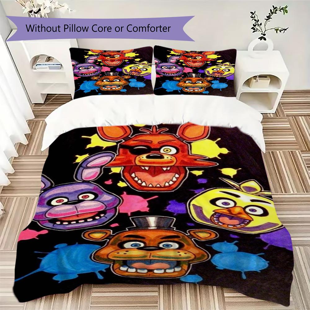 Five Nights Freddy'S Animatronic-Köpfe Dreiteiliges Set Ohne Kern 1 Bettbezug 2 Kissenbezug Ohne Kern Weihnachts-Geburtstagsgeschenk