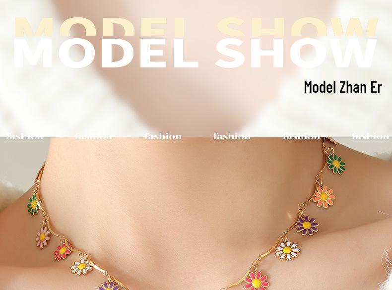 Niche Colorful Floral Drip Oil Pendant Necklace - Personalized Pastoral Autumn/Winter Style Jewelry
