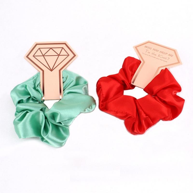 Satin Haargummis Großer Haarknoten Scrunchy Brautjungfern Hochzeitsfeier Geschenk