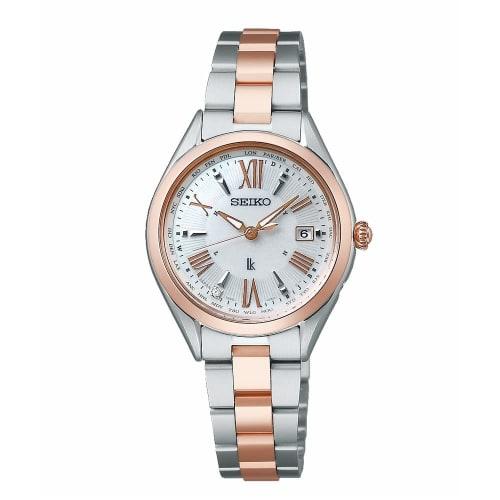 Seiko Watch LUKIA Lady Collection Renewal Models Solar Radio Controlled SSQV104 Silver & Pink Gold White Ladies