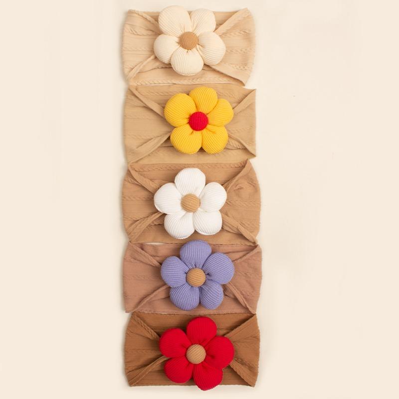 

Hot Sale Children s Headwear Baby Headband Five-petaled Flower Newborn Elastic Nylon Girls Headband