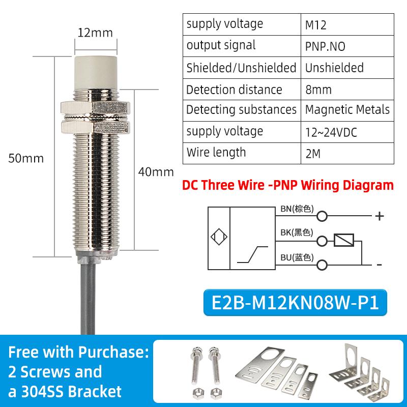 ZHICAN IP67 waterproof M12 high sensitivity long distance inductive proximity switch sensor three wire metal detection sensor