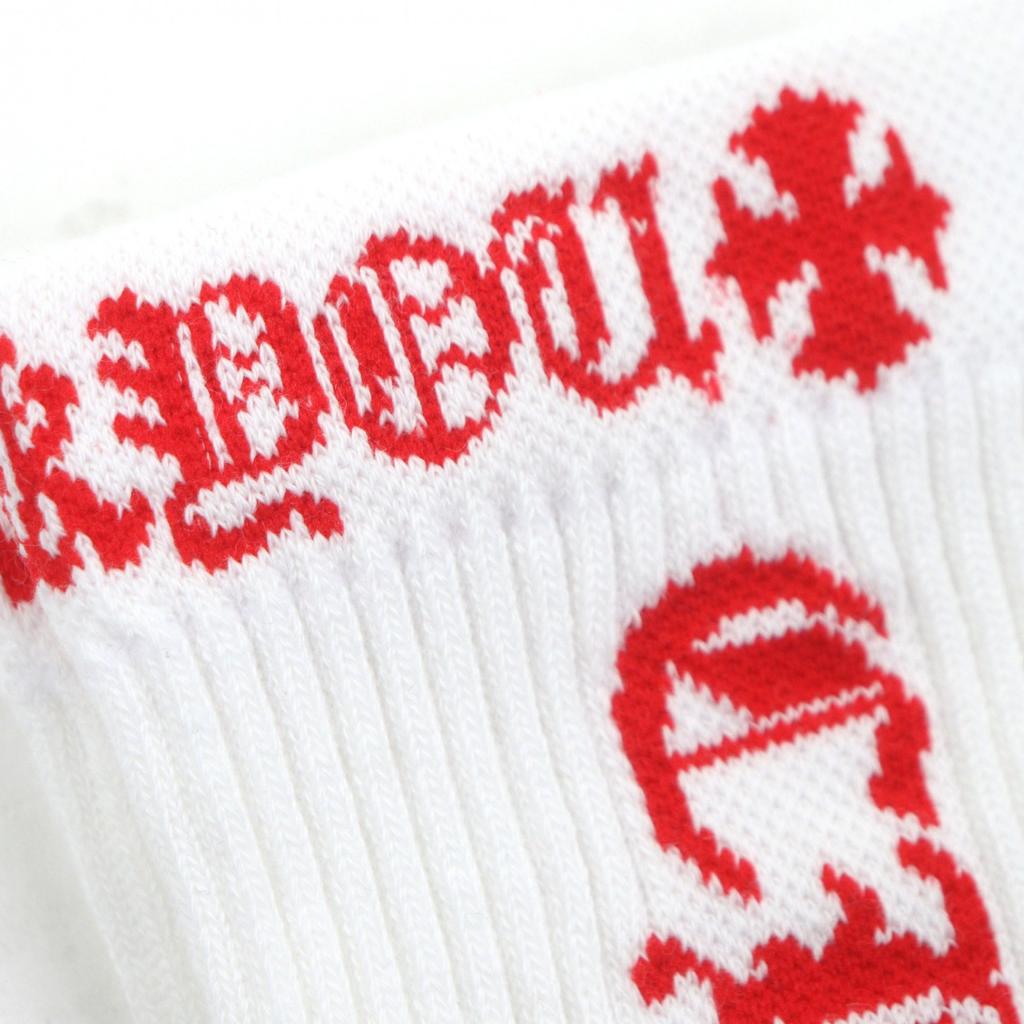 Makelloses CHROME HEARTS SOCKS-U-SPORT Dagger Bestickt 3-Paar-Set weiß Herren S Gebraucht