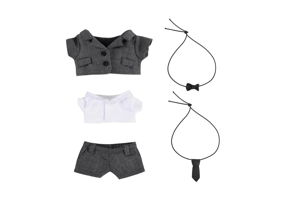 AXLUCE Plush Clothes - 15cm Plush Toy - Suit, Shirt, Tie, Bow Tie Doll (Gray)