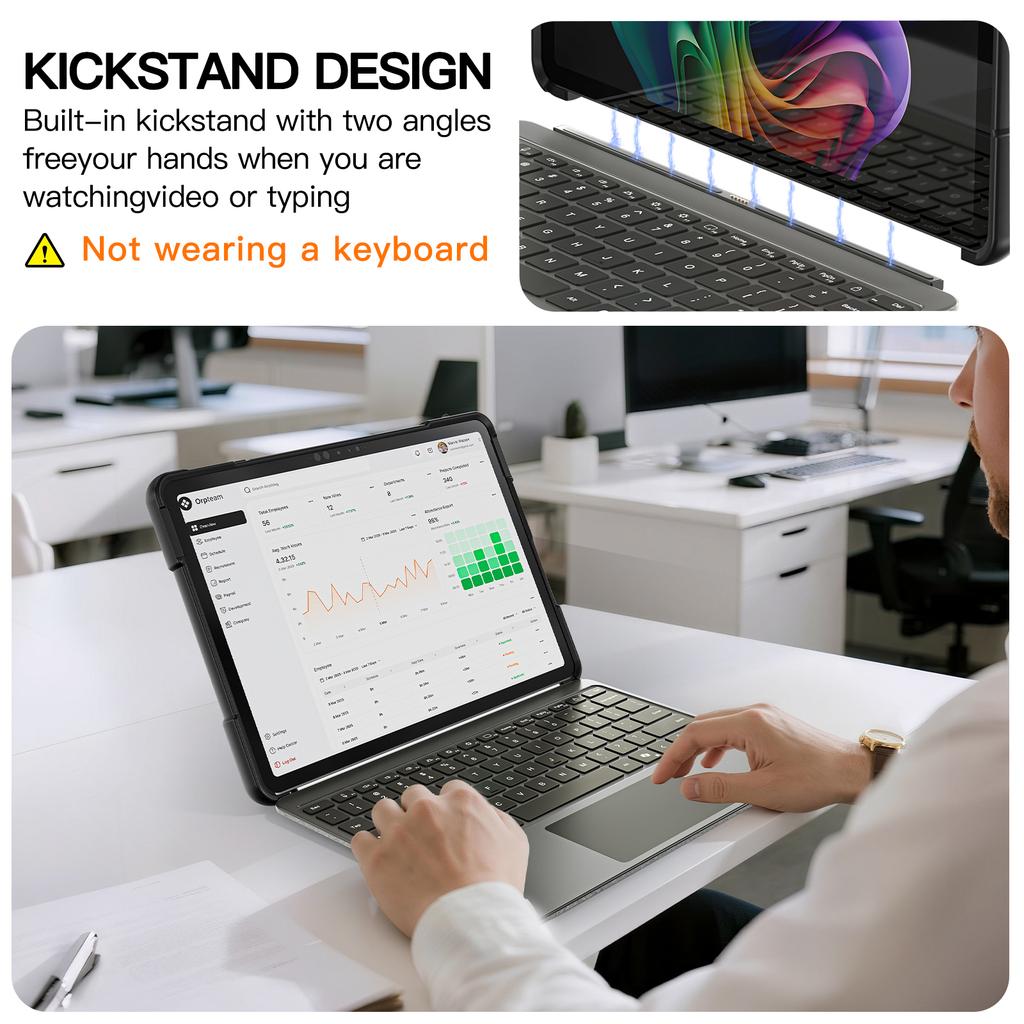 Hybrid Case for Microsoft Surface Pro 12.0 Inch 2025 3-Layers Protection Heavy Duty Cover with Hand Strap,Pen Slot Shockproof