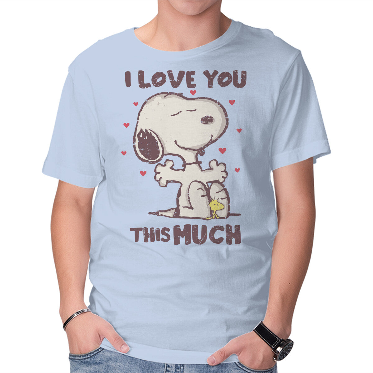Unisex Crew Neck T-Shirt Love You This Much Graphic Short Sleeve Casual Tee XL