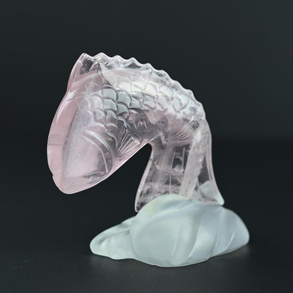 Eigado Rose Quartz Sea Bream Crystal Red Quartz Decorative Natural Power Love Longevity Feng Shui Sculpture, Sculpture, Ornament, Stone, Stone, Luck,