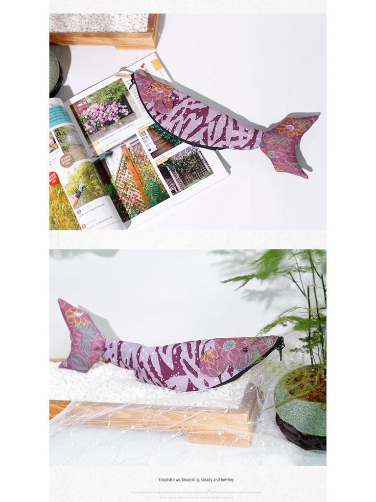 Creative Koi Fish Pen Bag - High-Value Japanese Fabric Stationery Holder, Forest Style