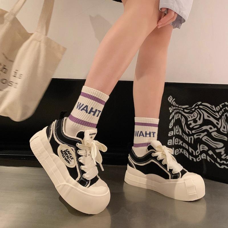 "Ziyan" Cloud Shoes~ Spring New Thick-soled Round Head Niche Design Xiaoxiang Canvas Casual Board Shoes Women