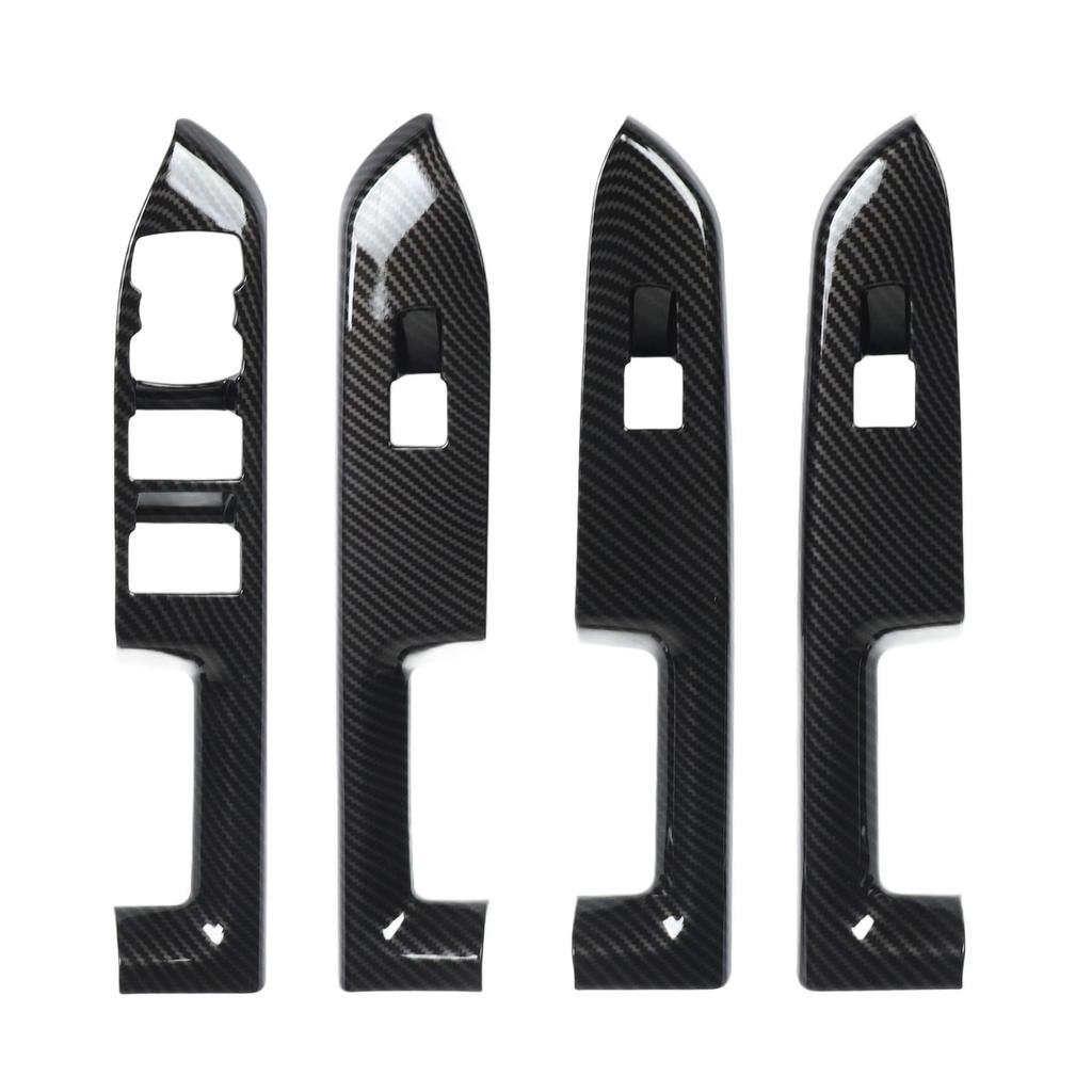 4 Pcs Door Window Control Panel Cover Carbon Fiber Style Glass Lift Button Decoration Sticker for Bronco Sport CX430 4