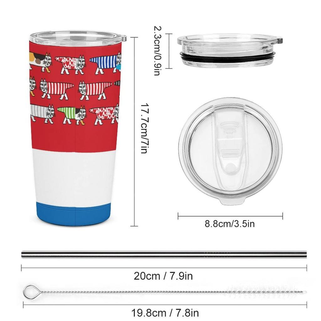 Lisa Larson Katze Becher Tasse Kaffeetasse Convenience Store Becher Kalt isolierte Wasserflasche Direktes Trinken Edelstahl mit Deckel Tragbarer Strohhalm