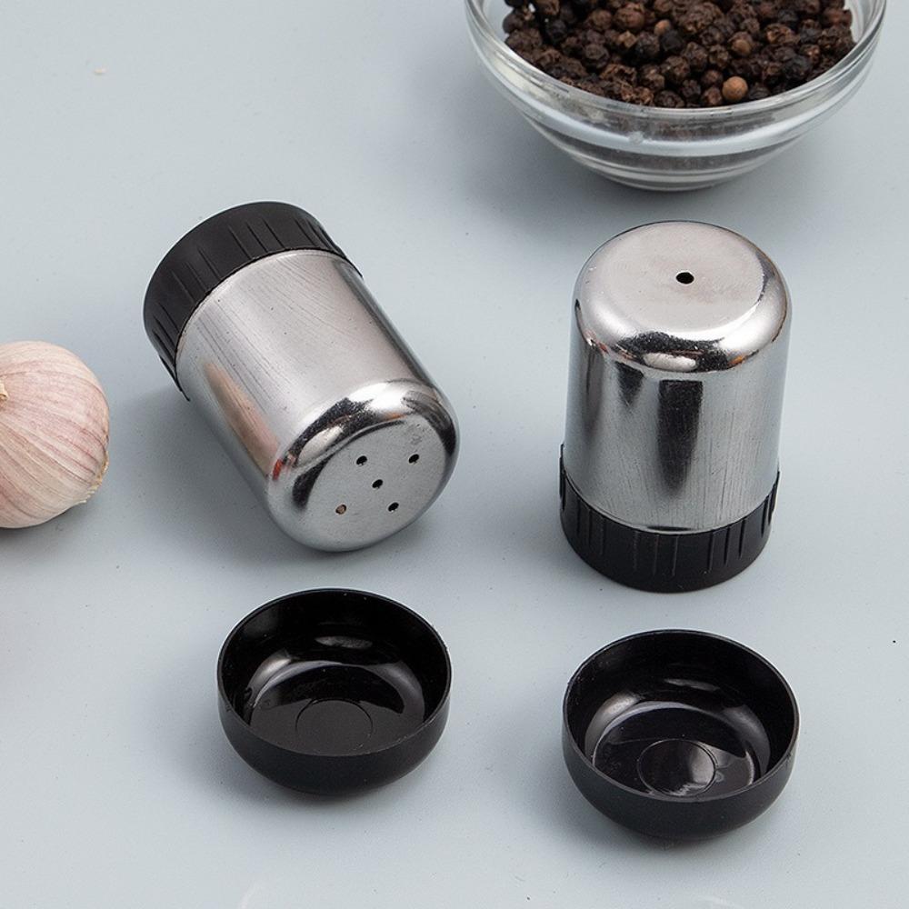 Stainless Steel Salt Shaker with Dust Cover Condiment Jar Mini Seasoning Bottle  Kitchen