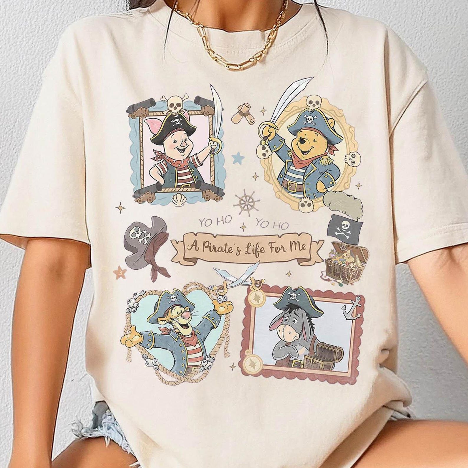 Retro Winnie the Pooh Pirate Shirt, Yo Ho A Pirate’s Life Tee, Disney Cruise Pirates Shirt, Pooh Tigger Piglet Eeyore, Disney Trip 2026 4XL