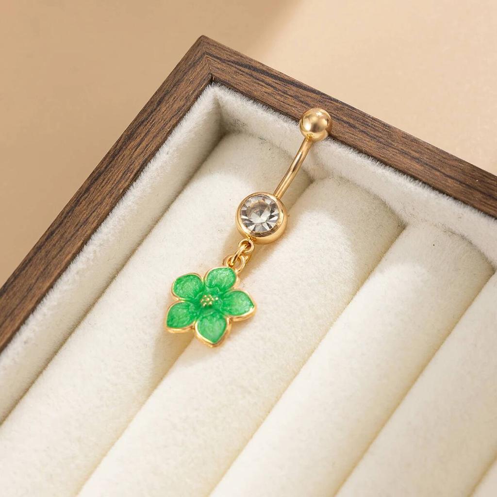 Ingemark Böhmischer Edelstahl Bauchnabelpiercing Ring Körperschmuck für Frauen Süße Bunte Blume Bauchnabelpiercing Ringe Neu