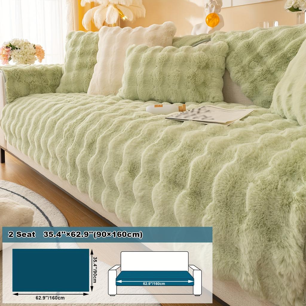1pc Imitation Rabbit Plush Sofa Cushion, Fuzzy Non Slip Sofa Slipcover, Furniture Protector, For Bedroom Office Living Room Decor