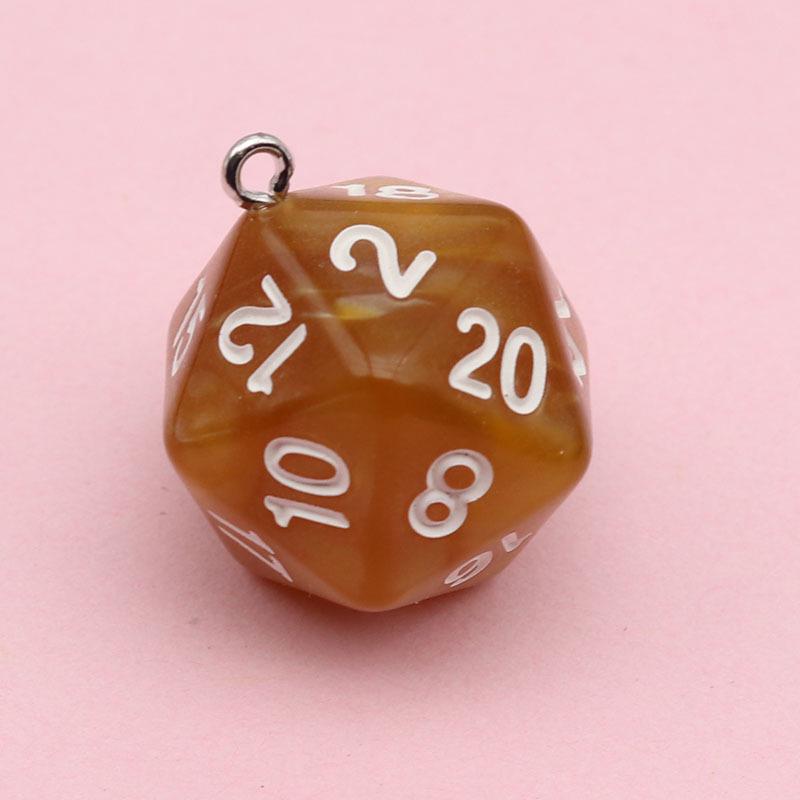 20-Sided Pearl Acrylic Dice Shaker Bag Keychain Pendant for DIY Jewelry