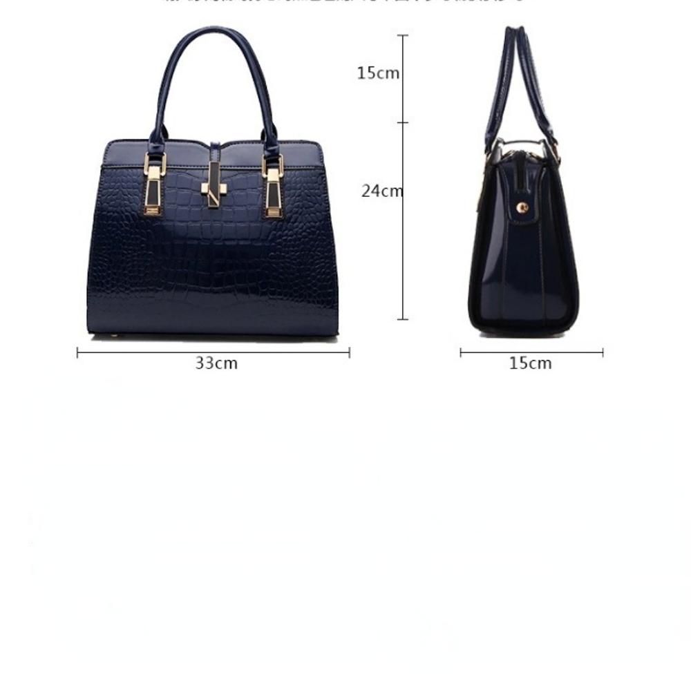 Women's One Shoulder Bag Bright Leather Crocodile Texture PU Leather Portable Women's Bag One Shoulder Diagonal Large Capacity Women's Bag